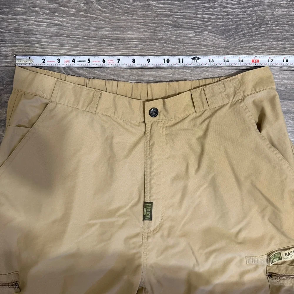 Vintage 90s First Down Safari Cargo Pants Men XXL Khaki Nylon Mesh Vent Gorpcore